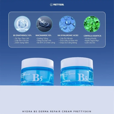 Combo Serum Kem Dưỡng Ẩm PrettySkin Hydra B5 Derma Repair 52ml Giá chỉ 415.000đ