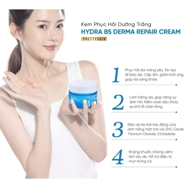 Combo Serum Kem Dưỡng Ẩm PrettySkin Hydra B5 Derma Repair 52ml Giá chỉ 415.000đ