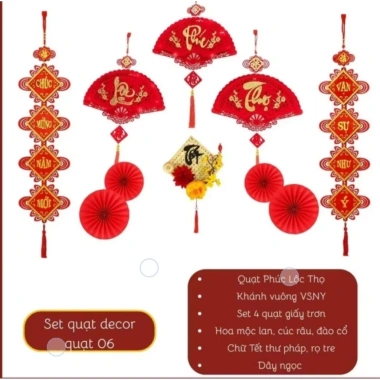 Combo sét quạt giấy trang trí góc Tết - Giá chỉ 90.000đ, giảm tới 10% 6