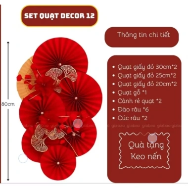 Combo sét quạt giấy trang trí góc Tết - Giá chỉ 90.000đ, giảm tới 10% 9