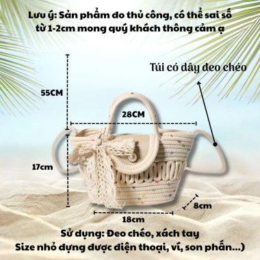 Combo Set Túi + Nón Đi Biển KAHATS Chống Nắng Vành Rộng Phối Ren M22T10 - Giá chỉ 128k