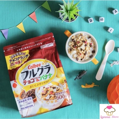 Combo Siêu Hời Ngũ Cốc Calbee Nâu Chocolate Crunch & Banana 550g - Ăn Kiêng Giảm Cân, Ăn Sáng 2 Gói (Lanna Store) 2