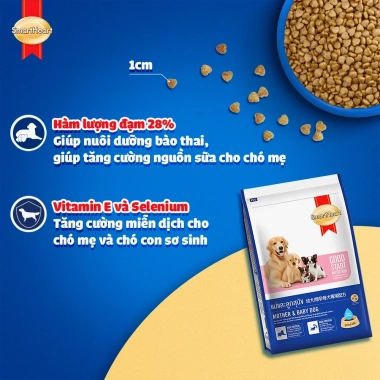 Combo SmartHeart 2 bịch Thức ăn chó mẹ & sơ sinh 1,3kg + Set Nón Yếm - Giá ưu đãi 259k 4