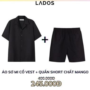 Combo sơ mi cổ vest 8.109 + quần short đùi 4.099 chất mango trẻ trung LADOS-7.118 mát mẻ chống nhăn - Giá chỉ 235k 2