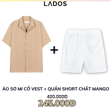 Combo sơ mi cổ vest 8.109 + quần short đùi 4.099 chất mango trẻ trung LADOS-7.118 mát mẻ chống nhăn - Giá chỉ 235k 10