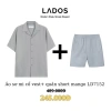 Combo sơ mi lụa chéo cổ vest 8.117 + quần short đùi 4.099 chất mango trẻ LADOS-7.152 - giá chỉ 235.000, mát mẻ mùa hè 2