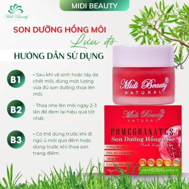 Combo Son Dưỡng Lựu Đỏ 10g + Mặt Nạ Ủ Môi 10g - Giảm Thâm, Hồng Môi, Tặng Cọ 8