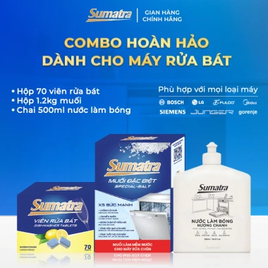 Combo Sumatra cho máy rửa: Viên rửa + 1,2kg muối + 500ml nước bóng, chỉ 89.000đ 2