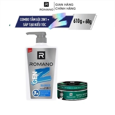 Combo tắm gội nam 2 trong 1 Romano Gen Z 610g + sáp vuốt tóc 68g - Giá ưu đãi 254.000 VND 10