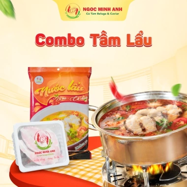 Combo Tầm Lẩu Hỏa Tốc TP.HCM - Cá Tầm Sống 400g + Nước Cốt Lẩu Ngọc Minh Anh 196,000₫