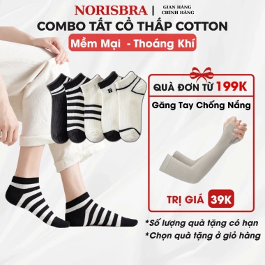 Combo Tất Cổ Thấp Cotton Mềm Thoáng Khí + Set Vớ Nam Nữ Co Giãn Thoải Mái AMYBRA T697 - Giá chỉ 42.000 VND