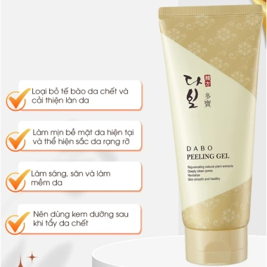 Combo Tẩy Da Chết & Sữa Rửa Mặt Dabo Trắng Da Hàn Quốc 180ml Chính Hãng 129k