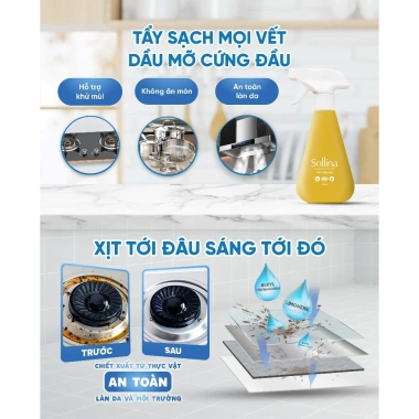 Combo Tẩy Dầu Mỡ & Cặn Canxi Sollina 300ml - Giải pháp sạch vết dầu mỡ, cặn canxi, giá chỉ 175.000₫ 3