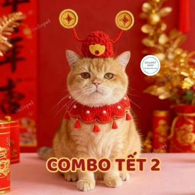 Combo Tết chó mèo: Mũ vòng len hình lân + vòng cổ tết đủ size - 49.000 VND 3