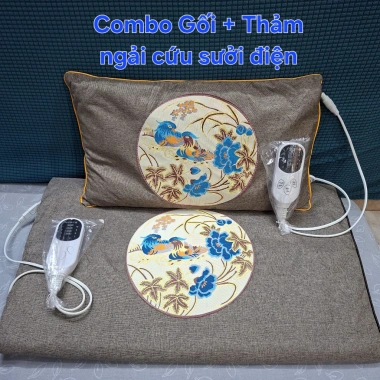 Combo Thảm Sưởi Ngải Cứu và Gối Ngải Cứu Đông Y Giảm Đau Xương Khớp, Ngủ Ngon, Tuần Hoàn Máu Giá 128.000 VND