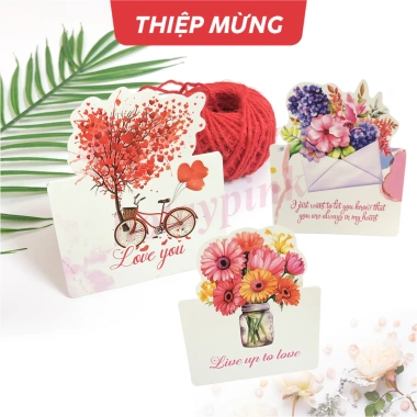 Combo thiệp quà tặng 3D hoa kt 9.5x7cm - Thiệp chúc mừng, giá chỉ 25.000đ
