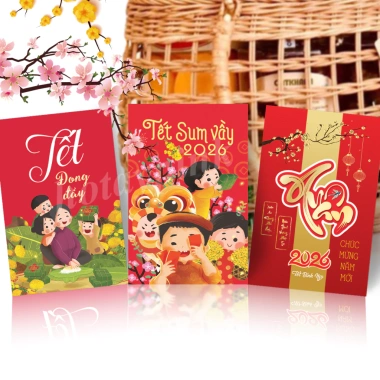 COMBO Thiệp Tết 2.026 Xuân Bính Ngọ 9,5x14,5cm Thiệp Chúc Mừng Năm Mới Giá Ưu Đãi 25.000đ