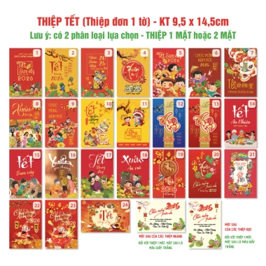 COMBO Thiệp Tết 2.026 Xuân Bính Ngọ 9,5x14,5cm Thiệp Chúc Mừng Năm Mới Giá Ưu Đãi 25.000đ