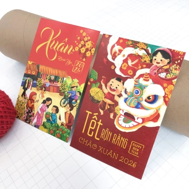 COMBO Thiệp Tết 2.026 Xuân Bính Ngọ 9,5x14,5cm Thiệp Chúc Mừng Năm Mới Giá Ưu Đãi 25.000đ