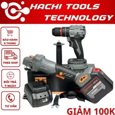 Combo THPRO Máy Mài F1 & Máy Khoan TH7.713AK Đầu 13ly Pin 20Cell, Động Cơ Không Chổi Than - 920k