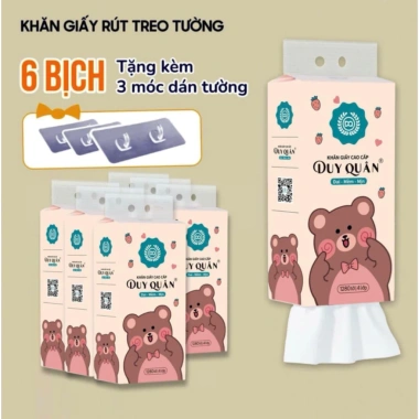 COMBO Thùng 6 Bịch - 4 Bịch Khăn Giấy Rút DUY QUÂN Treo Tường, Giá 145.000₫