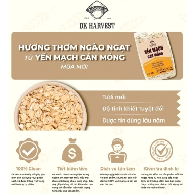 Combo Tiết Kiệm 1kg Yến Mạch Cán Dẹt 0.9mm DK Harvest Nhập Khẩu Úc - Ngũ Cốc Dinh Dưỡng Hỗ Trợ Giảm Cân Giá 89.000 VND