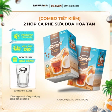 Combo Tiết Kiệm 2 Túi Cà Phê Sữa Dừa Cocofe 60 Gói 3in1 Hòa Tan Chính Hãng Ban Me Gold - Rexsun 185k