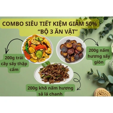 Combo Tiết Kiệm 30% Nấm Hương Sấy Giòn & Ruốc Nấm Hương - Bếp Bà Phương, giá chỉ 161k