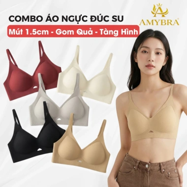 Combo Tiết Kiệm Áo Ngực Nữ Không Gọng Đúc Su, Đệm 1.5cm Chống Chảy Xệ AMYBRA A1.289 232k