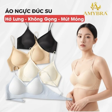 Combo Tiết Kiệm Áo Ngực Nữ Su Dây Mảnh Hở Lưng, Set Áo Lót Không Gọng Tàng Hình AMYBRA A925 Giá 234k