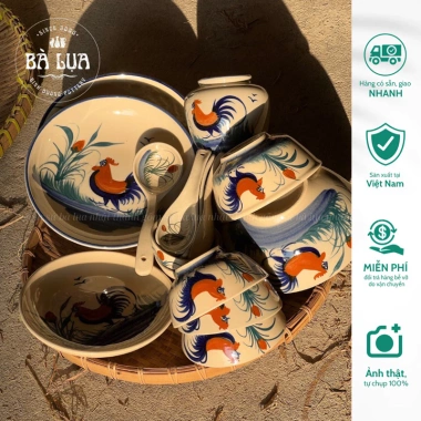 Combo tô chén dĩa gà thủ công Nam Bộ xưa - Bóng đẹp, không chân đinh, chỉ 599k 3 Combo tô chén dĩa gà thủ công Nam Bộ xưa - Bóng đẹp, không chân đinh, chỉ 599k 3