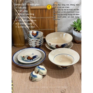 Combo tô chén dĩa gà thủ công Nam Bộ xưa - Bóng đẹp, không chân đinh, chỉ 599k 9 Combo tô chén dĩa gà thủ công Nam Bộ xưa - Bóng đẹp, không chân đinh, chỉ 599k 9