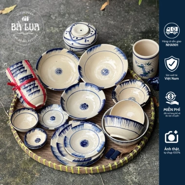 Combo tô chén dĩa phết xanh kiểu xưa 13-23 món, chân đinh, gốm xưa Nam Bộ 168k 2 Combo tô chén dĩa phết xanh kiểu xưa 13-23 món, chân đinh, gốm xưa Nam Bộ 168k 2