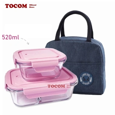 Combo TOCOM Hộp Cơm Văn Phòng Thủy Tinh 2-3 Ngăn 1.000ml + Hộp Canh + Túi Giữ Nhiệt Lò Vi Sóng Giá 125k 9
