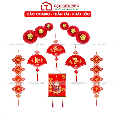 Combo Trang Trí Thần Tài Tết 2.026 – Tranh Treo Năm Mới + Quạt, Túi Tài Lộc, Decal Giá ưu đãi 94.600₫