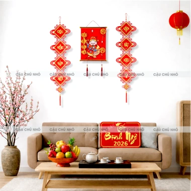 Combo Trang Trí Thần Tài Tết 2.026 – Tranh Treo Năm Mới + Quạt, Túi Tài Lộc, Decal Giá ưu đãi 94.600₫