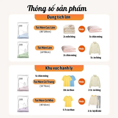 Combo Túi Bảo Quản Hút Chân Không Grand Haven – Nén Gọn Chăn Gối & Quần Áo, Giá 110k 8