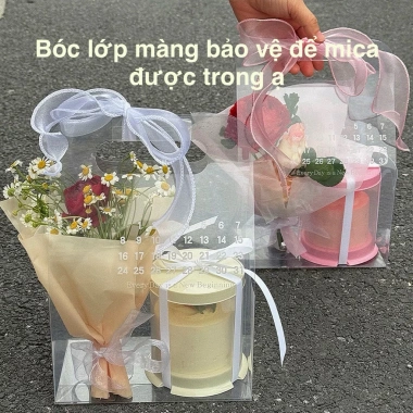 Combo túi in lịch, hộp trụ bánh mini, ruy băng trang trí, quà 20/10-20/11 6.000 VND