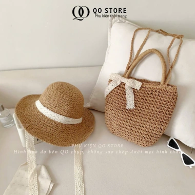Combo Túi Mũ Cói Đi Biển 2 Kiểu Đeo Mũ Rộng Vành Dây Buộc Thắt Nơ Xinh, Giá 117.143 VND 4