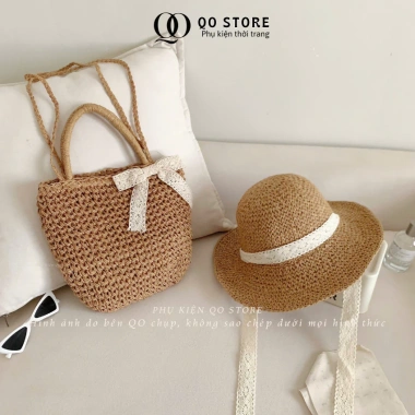 Combo Túi Mũ Cói Đi Biển 2 Kiểu Đeo Mũ Rộng Vành Dây Buộc Thắt Nơ Xinh, Giá 117.143 VND 10