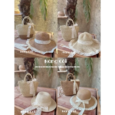 Combo Túi Mũ Cói Nơ Phong Cách Miền Đông Pháp - Giá chỉ 45.000, giảm tới 13.500