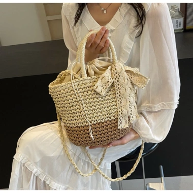 Combo Túi Mũ Cói Nơ Phong Cách Miền Đông Pháp - Giá chỉ 45.000, giảm tới 13.500