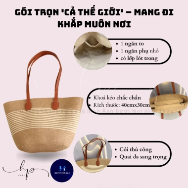 Combo Túi Mũ Cói Set Đi Biển Rộng Vành, Phối Ren Cao Cấp – Giá 73.000₫ 6