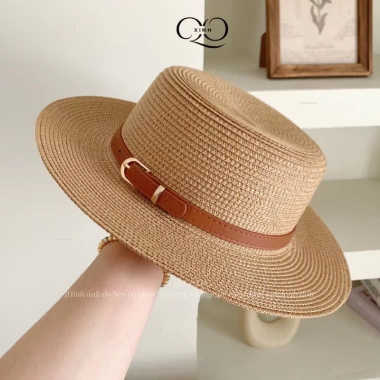 Combo túi mũ đi biển xinh xắn phối dây da nâu Sét - ưu đãi 65k cho bạn gái