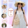 Combo túi và mũ đi biển chụp hình kèm nơ xinh - Thời trang, Giá ưu đãi 138k