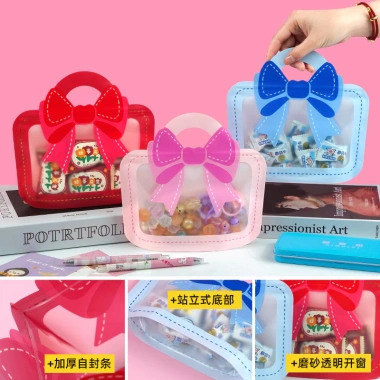 Combo Túi Zip Đứng 3 Màu Đậm - Túi Nơ Dễ Thương Đựng Phụ Kiện, Quà Tặng, Bánh Kẹo Nougat - 39.000₫ 3