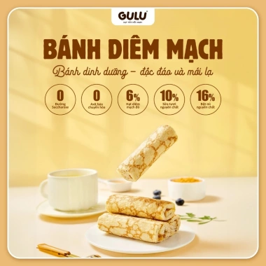 Combo Ưu Đãi Bánh Da Trứng Cuộn Kem Tươi, Chà Bông + Bánh Diêm Mạch GuluFoods Giá 115k 5