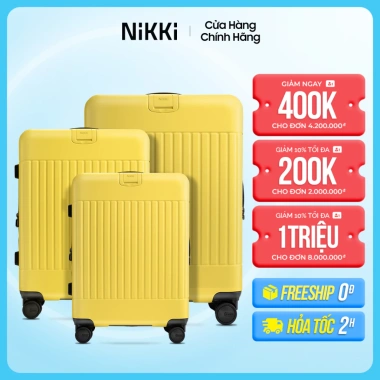 Combo Vali Kéo Du Lịch Nikki Max Vali Chống Trầy, Khóa Mở Rộng, Bảo Hành Trọn Đời 20/24/28 inch 12,570,000₫