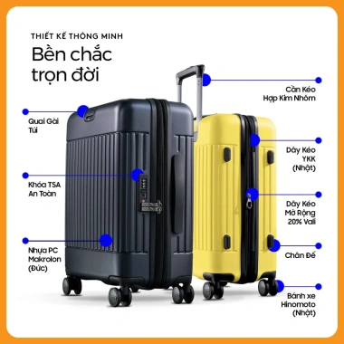 Combo Vali Kéo Du Lịch Nikki Max Vali Chống Trầy, Khóa Mở Rộng, Bảo Hành Trọn Đời 20/24/28 inch 12,570,000₫