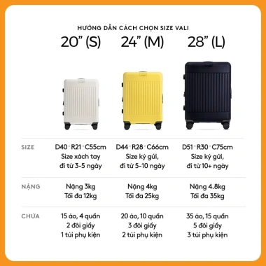 Combo Vali Kéo Du Lịch Nikki Max Vali Chống Trầy, Khóa Mở Rộng, Bảo Hành Trọn Đời 20/24/28 inch 12,570,000₫